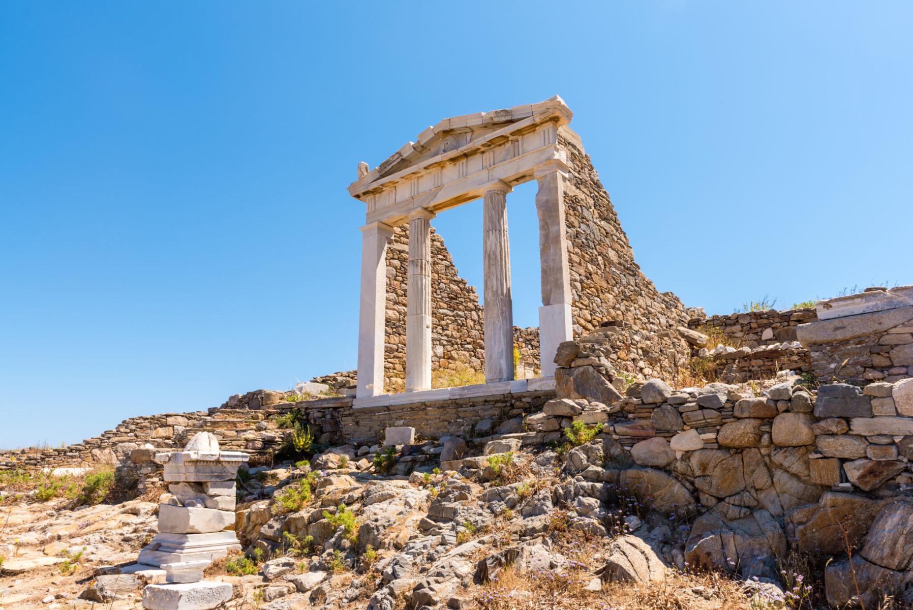 The Temple of Apollo on Delos Island, a sacred Greek site