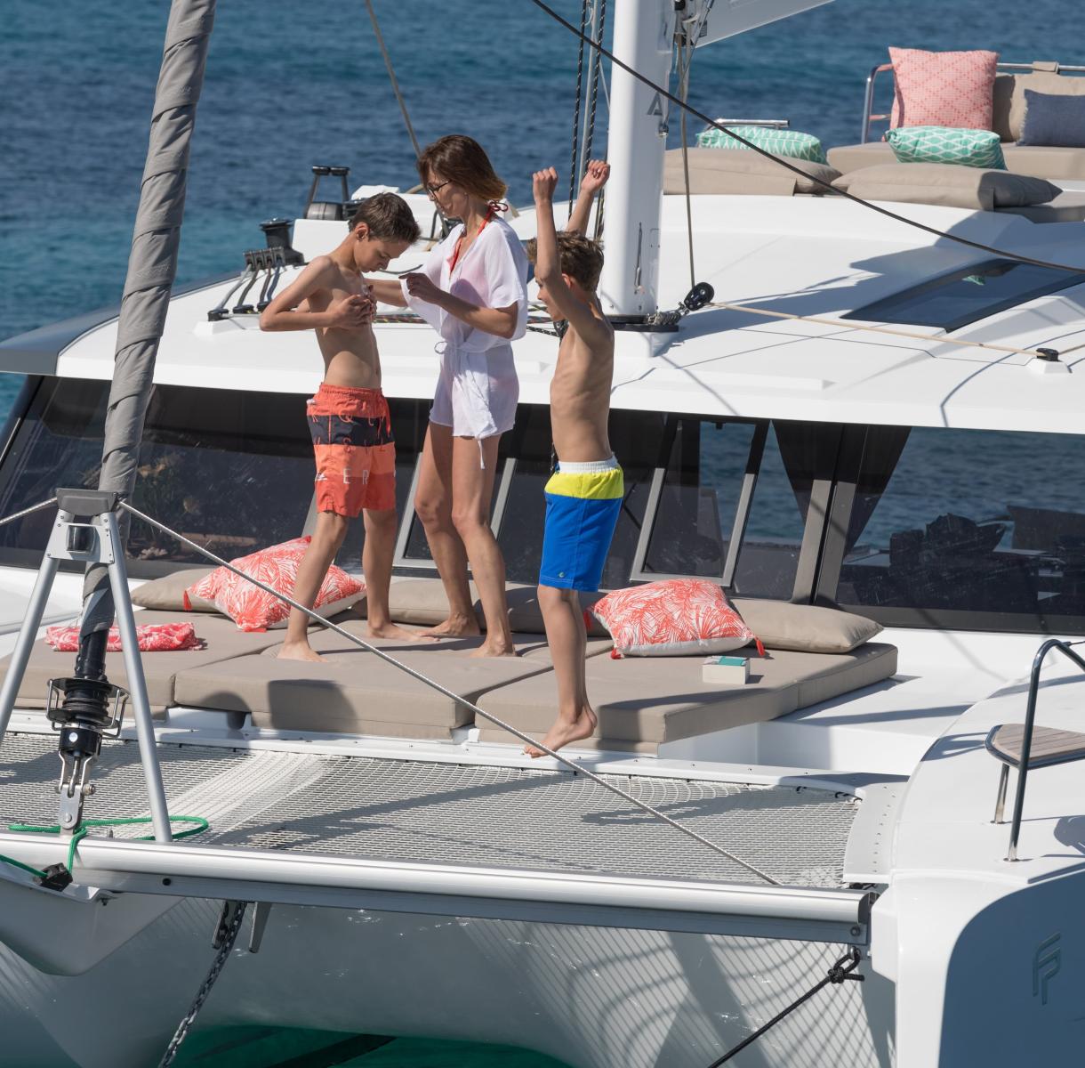 Private Catamaran Cruise in Mykonos with Guests on Board