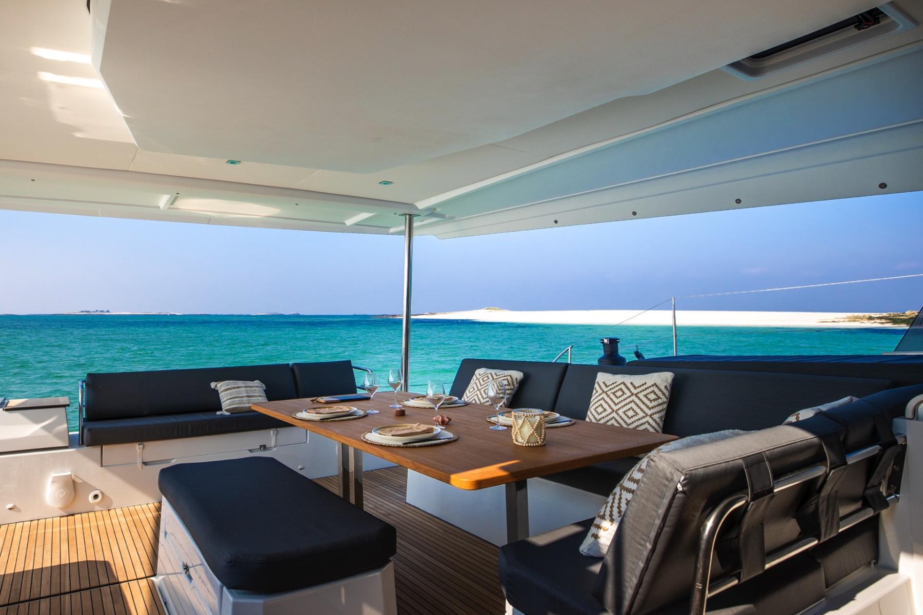 VIP Catamaran Experience – Outdoor Lounge with Stunning Views