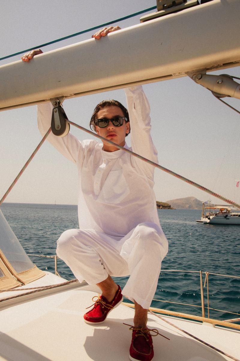 Luxury Sailing Yacht Ocean Star in Mykonos – "The Ocean Star sailing yacht cruising through the turquoise waters of Mykonos, offering a premium yachting experience.