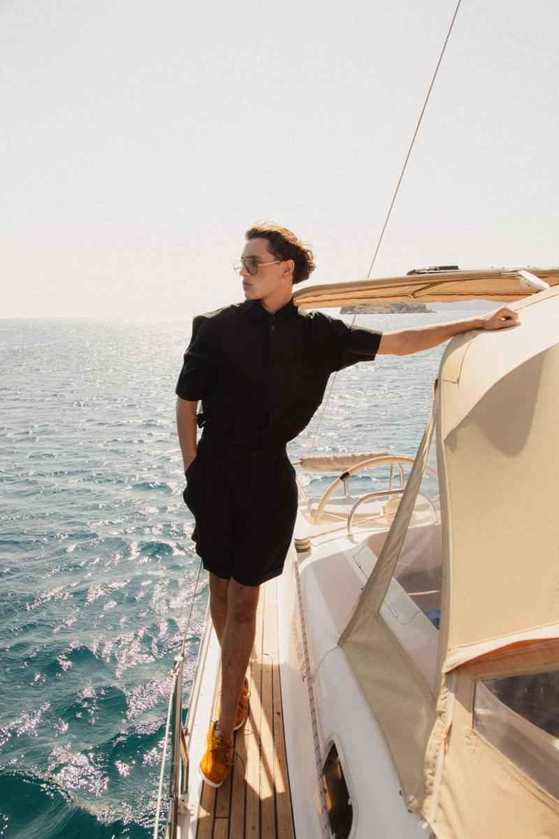 Luxury Sailing Yacht Ocean Star in Mykonos – "The Ocean Star sailing yacht cruising through the turquoise waters of Mykonos, offering a premium yachting experience.
