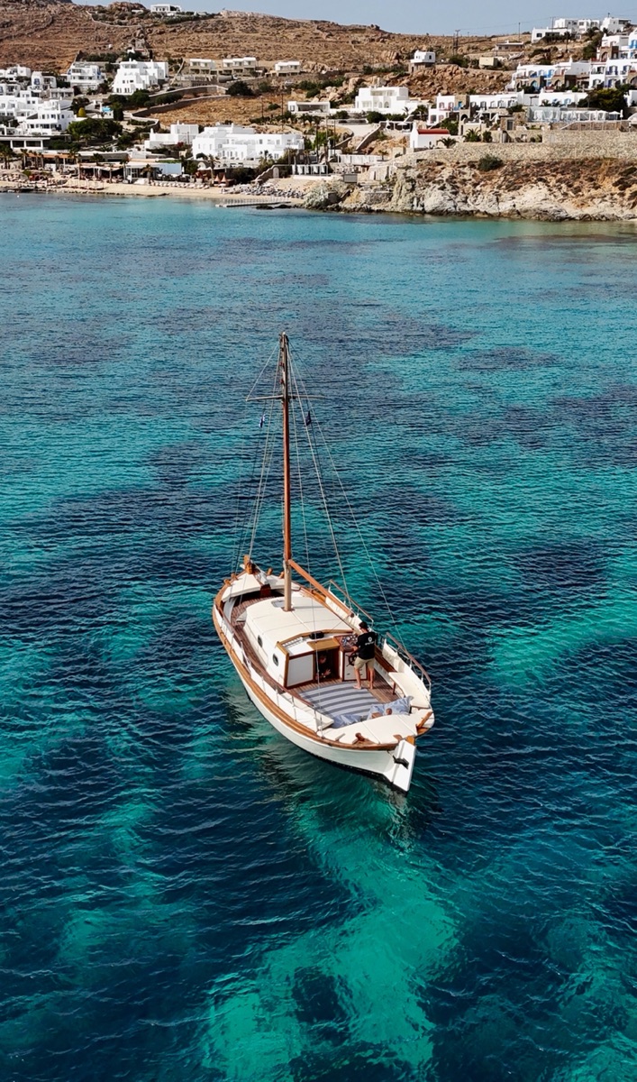 Authentic Mykonos experience – Explore the coastline on a traditional wooden caique