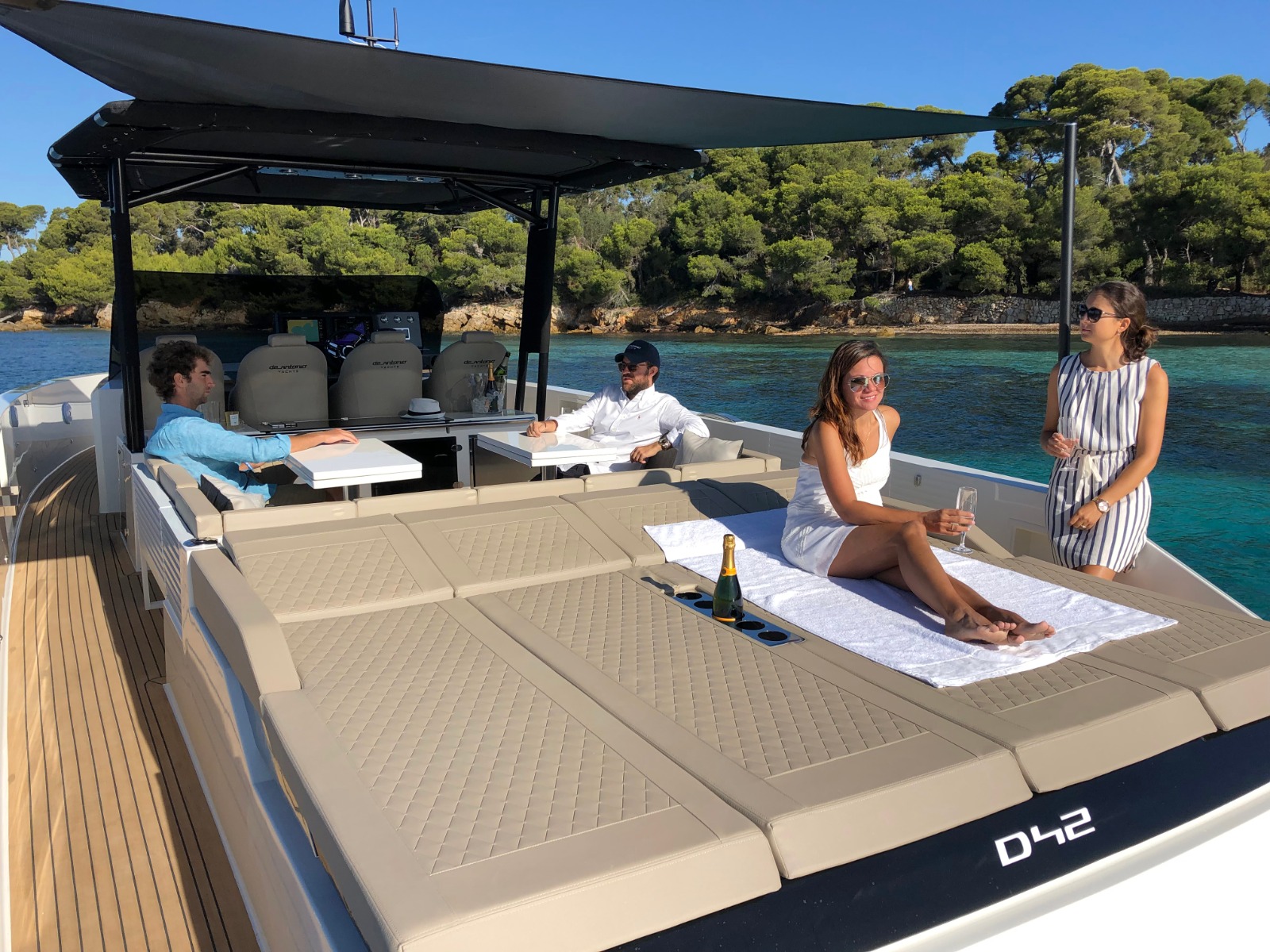 Private yacht cruise in Mykonos aboard the elegant De Antonio 42.