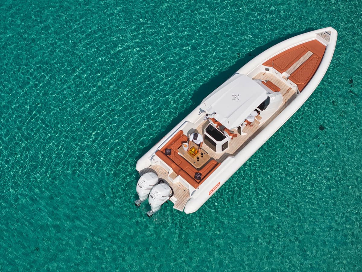 Premium Skipper 38 RIB boat charter – Your gateway to Mykonos' best-kept secrets.