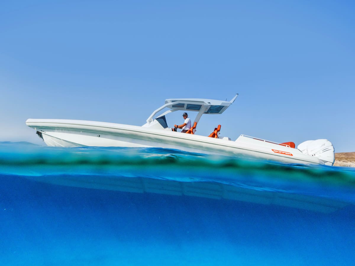 Mykonos private boat tours on a Skipper 38 RIB – Fast, stylish, and unforgettable