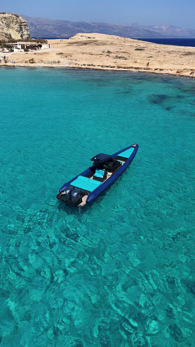 Private Zen 40 RIB boat cruise – Explore Mykonos and hidden coastal gems.