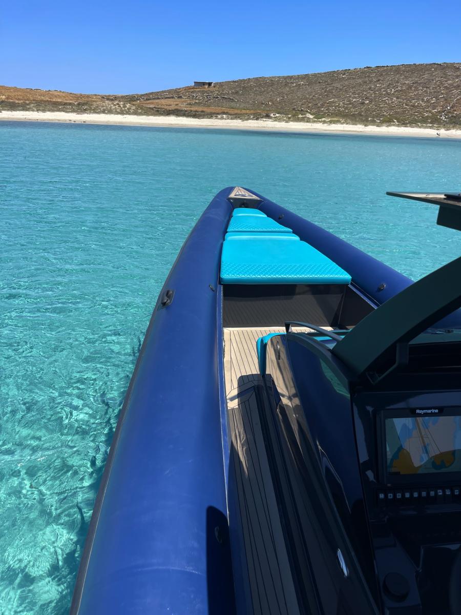 Private Zen 40 RIB boat cruise – Explore Mykonos and hidden coastal gems.
