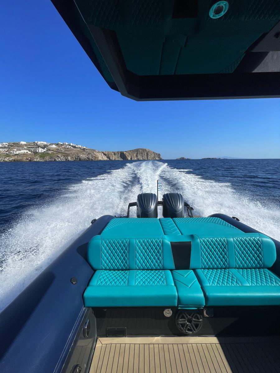 Private Zen 40 RIB boat cruise – Explore Mykonos and hidden coastal gems.